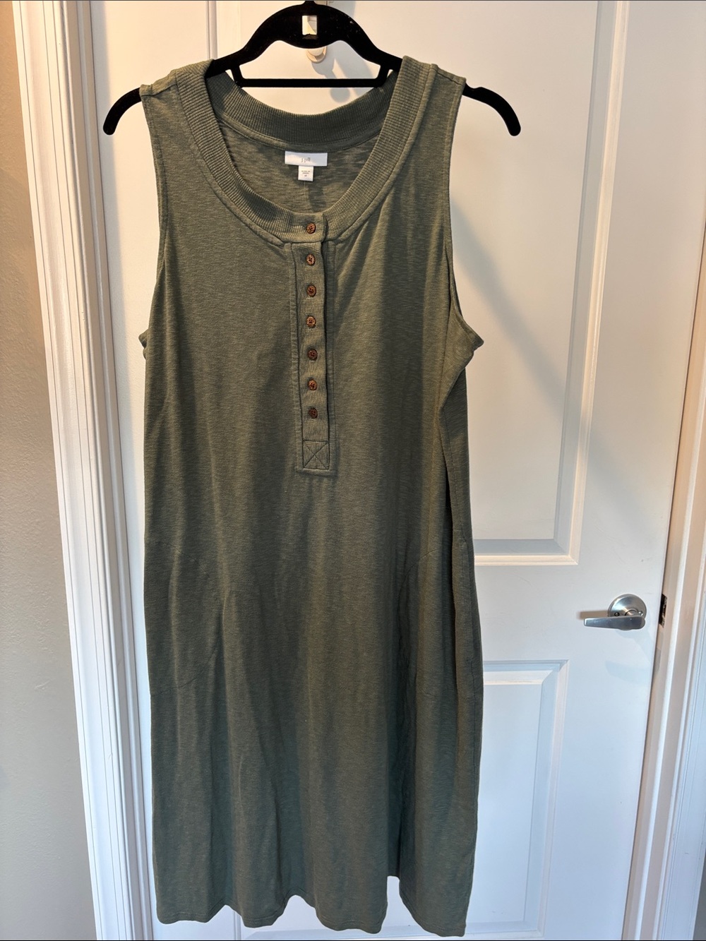 J. Jill Olive Green Sleeveless Henley Tank Dress